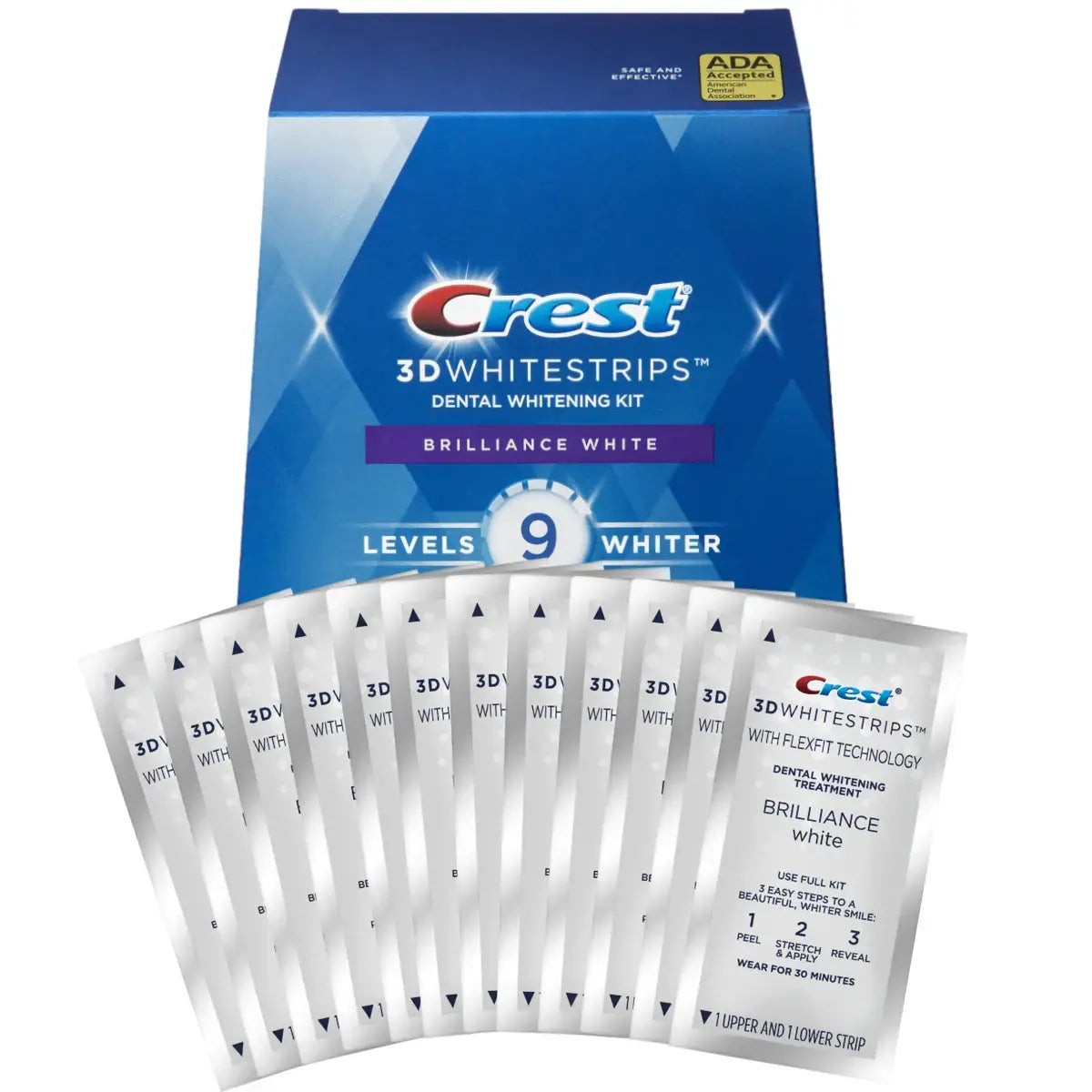 Crest 3D Brilliance White 9 Levels Whiter Whitestrips Λεύκανση λωρίδες