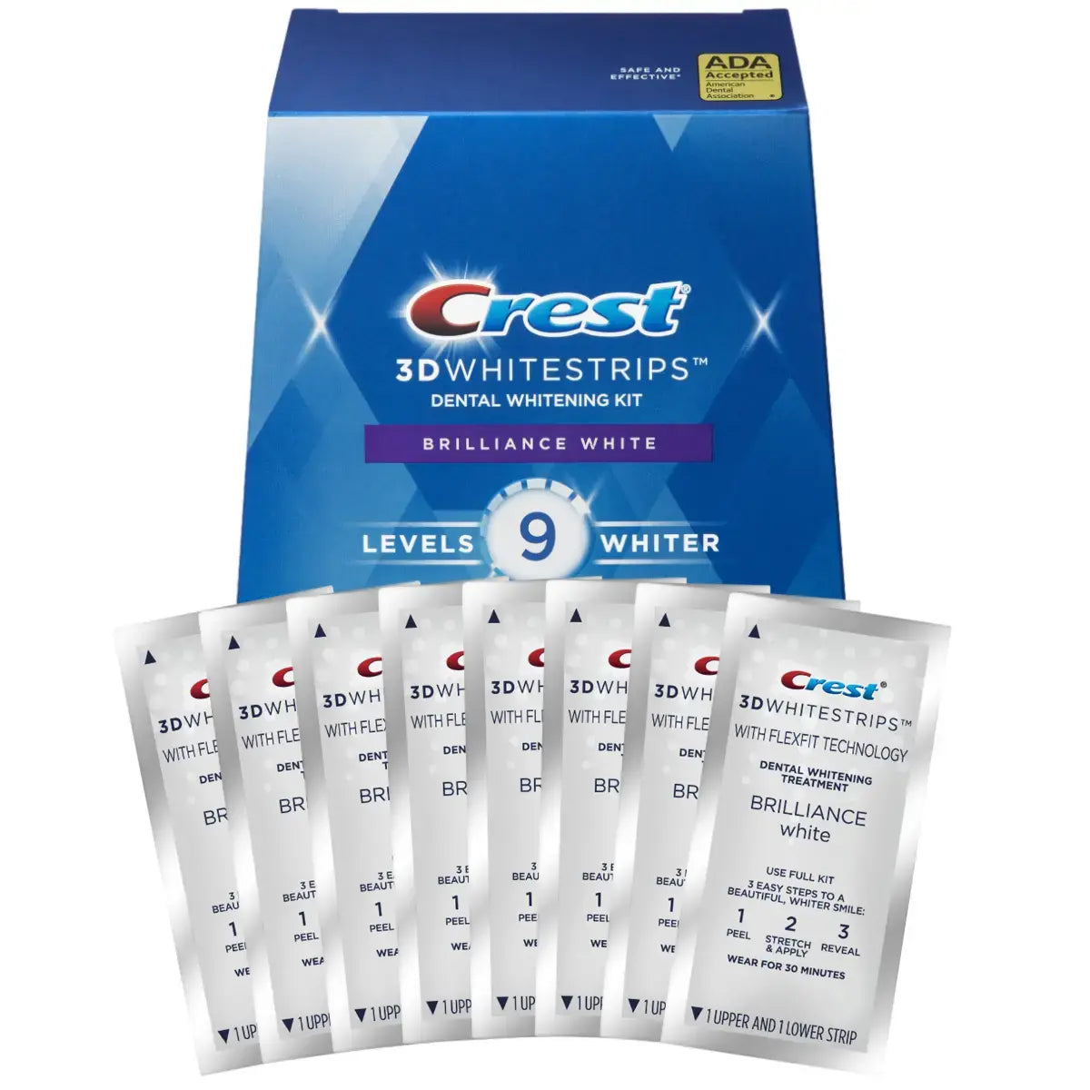 Crest 3D Brilliance White 9 Levels Whiter Whitestrips Λεύκανση λωρίδες