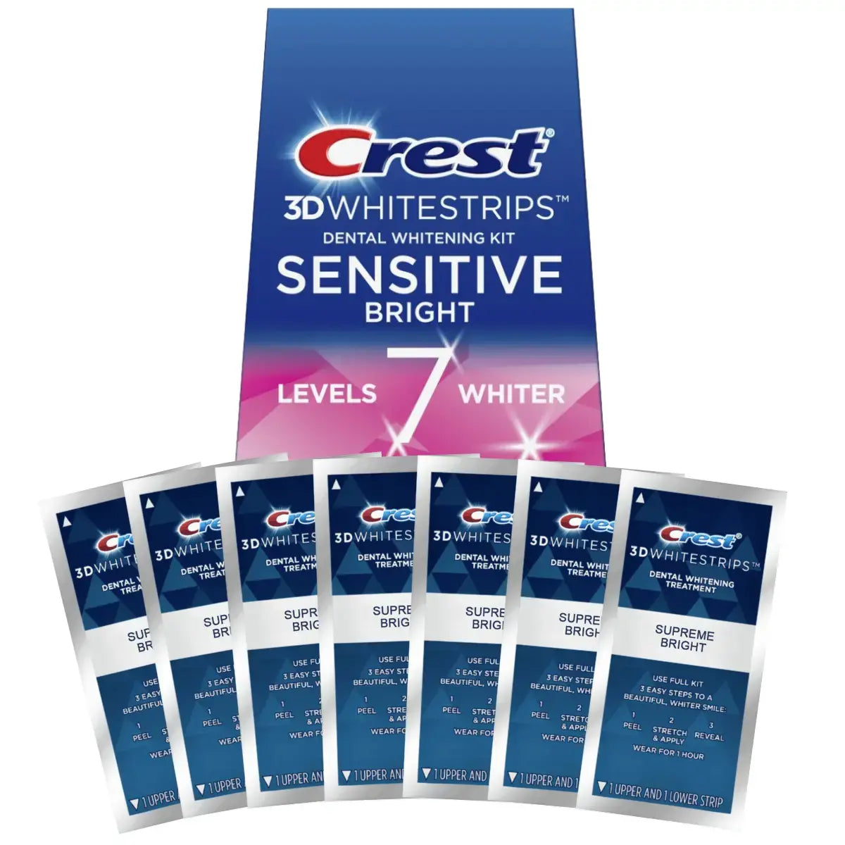 Crest 3D Sensitive Bright 7 Levels Whiter Whitestrips Λεύκανση λωρίδες