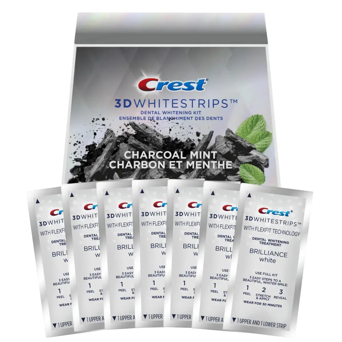 Crest Brilliance White Charcoal Mint Whitestrips Λεύκανση λωρίδες