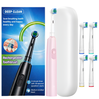 Ηλεκτρική Οδοντόβουρτσα Deep Clean Ροζ + 4 Κεφαλές