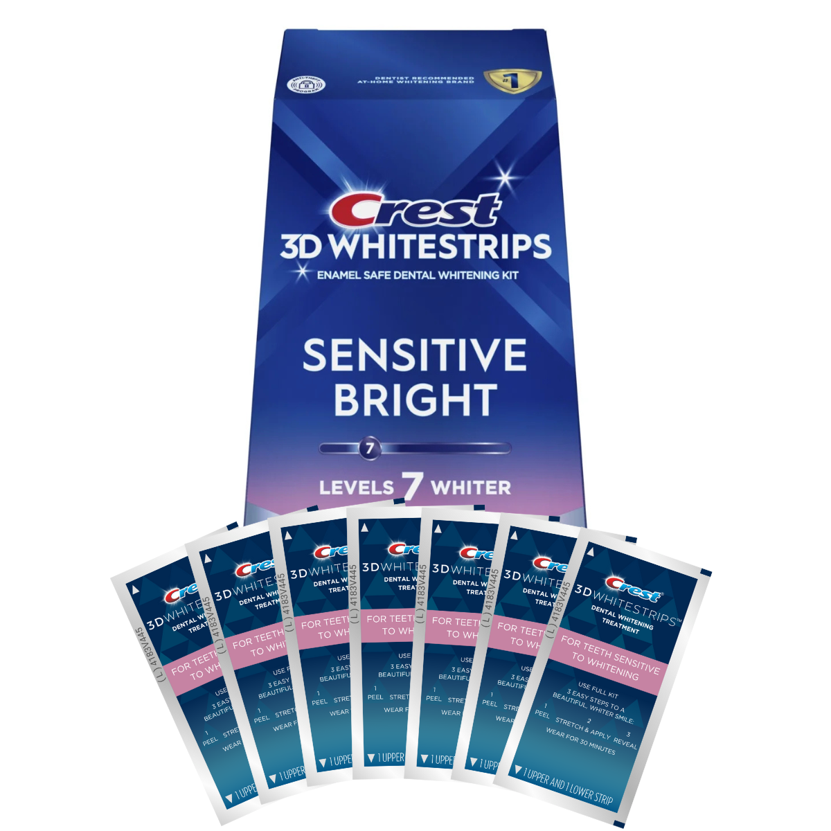 Crest 3D Sensitive Bright 7 Levels Whiter Whitestrips Λεύκανση λωρίδες